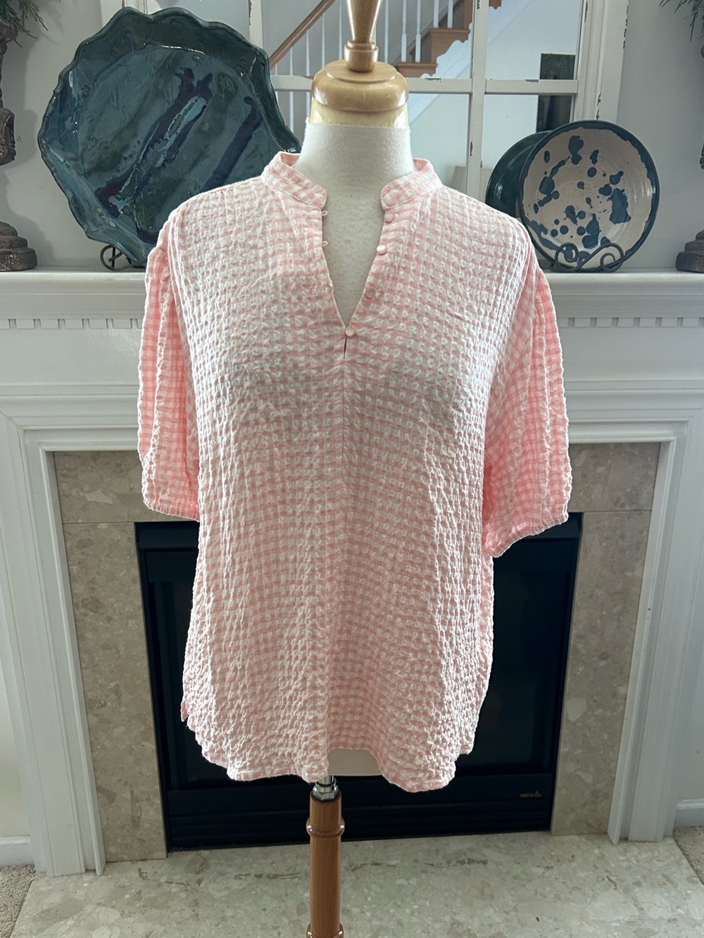Things Between Pink Check Textured Top